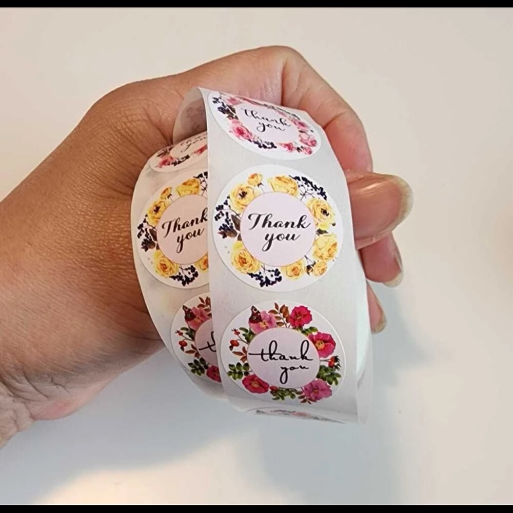 New 500 Pcs Floral Thank You Stickers 1 Inch Stationery Small Business Supplies - Picture 11 of 16